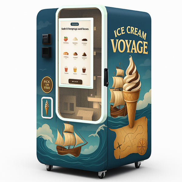 Automatic Soft Serve Ice Cream Vending Machine — 32" Touchscreen, DIY Flavors