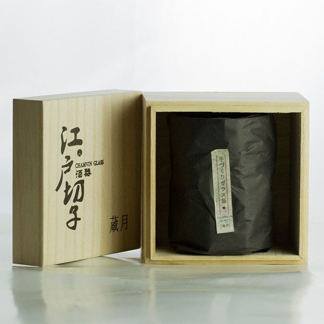 Japanese Whiskey Glass with Wood Texture — Lead-Free Crystal