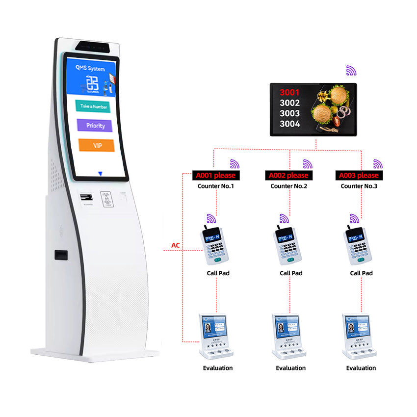 Touch Screen Queue Management Kiosk — Self-Service Ticket Dispenser