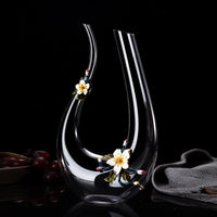 Crystal Wine Glass and Decanter Set with Handmade Floral Design image preview