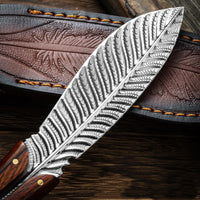 Feather Knife with Hand-Engraved Leather Sheath image preview