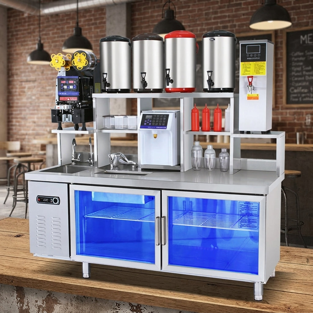 Bubble Tea Prep Counter with Built-In Refrigeration