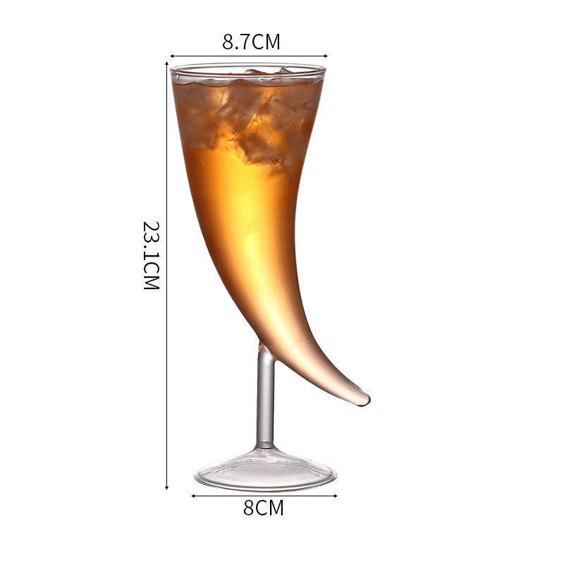 Viking Horn Glass — 410ml Novelty Cocktail Glass, style Viking horn shape
