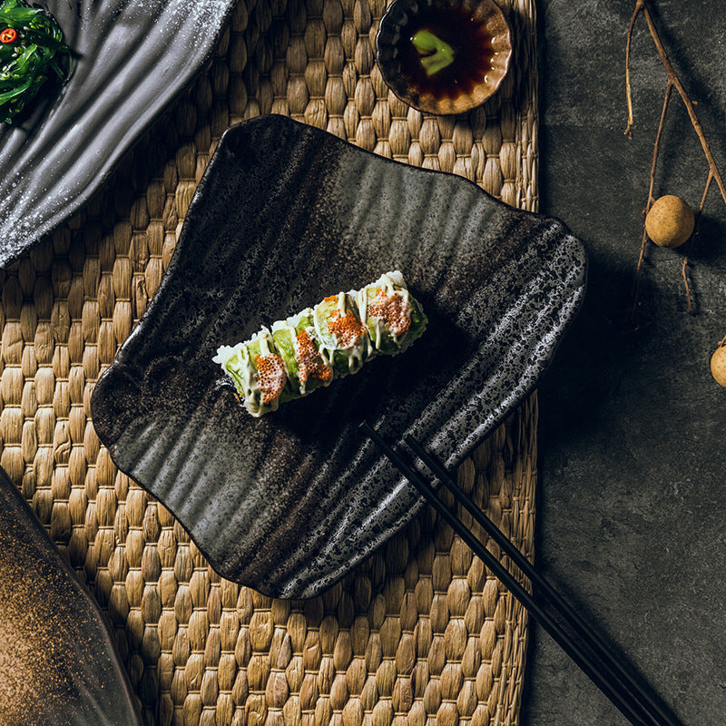Handmade Porcelain Sushi Plates — 4 Artisan Styles, shape Irregular