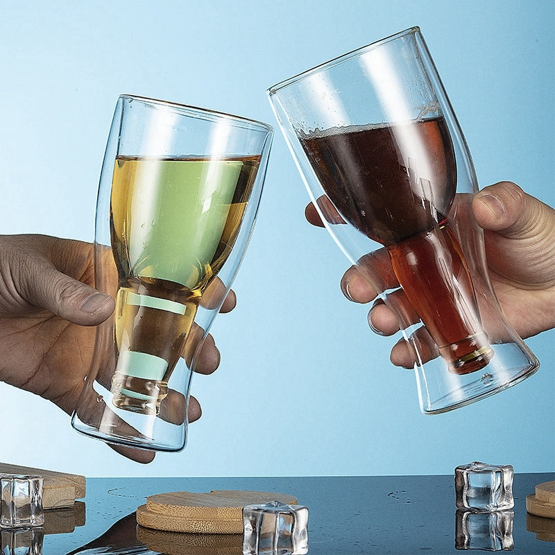 Creative Beer Glasses Bottle Silhouette