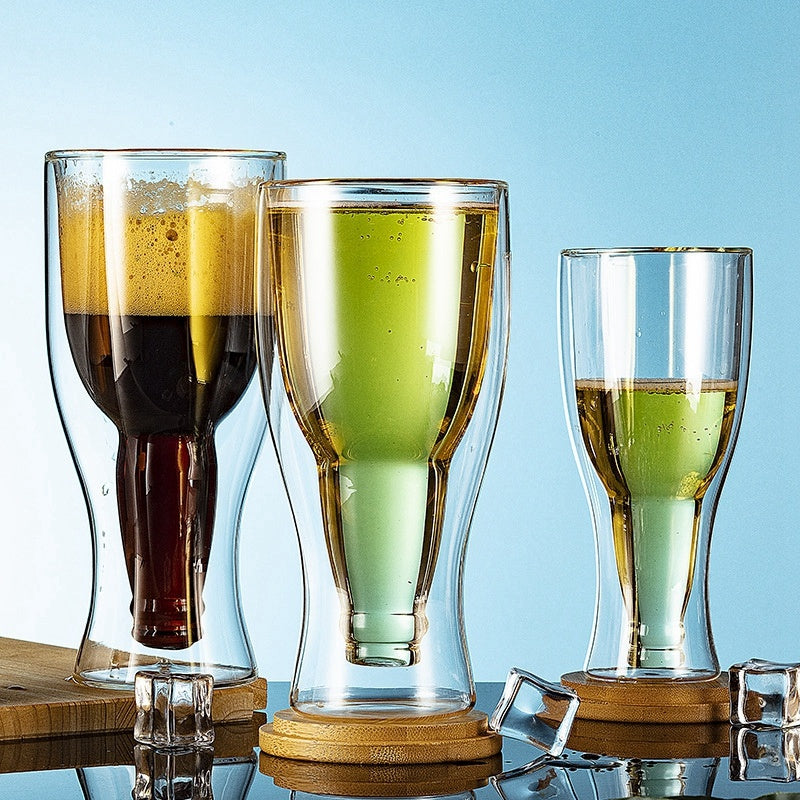 Bottle Silhouette Double-Wall Beer Glass