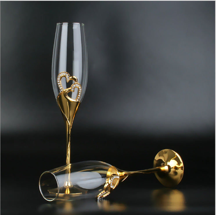 Heart-to-Heart Champagne Glasses — Gold Set of 2