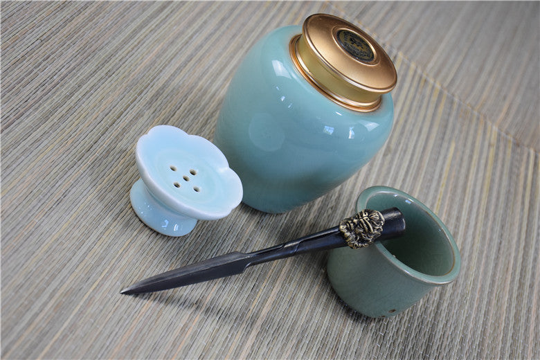 Dasheng Tea Knife — Pattern Steel & Copper