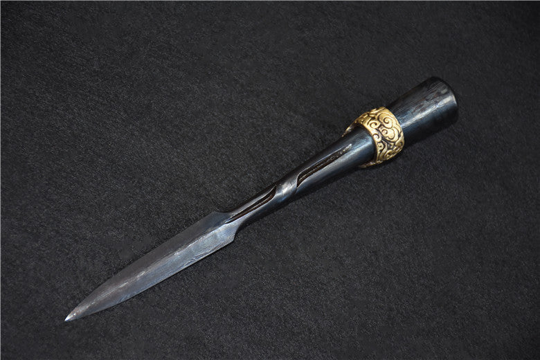 Dasheng Tea Knife — Pattern Steel & Copper