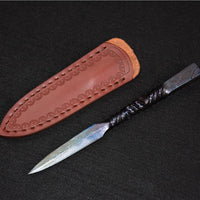 Hand Forged Patterned Steel Tea Knife with Leather Case image preview