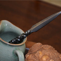Hand Forged Patterned Steel Tea Knife with Leather Case image preview