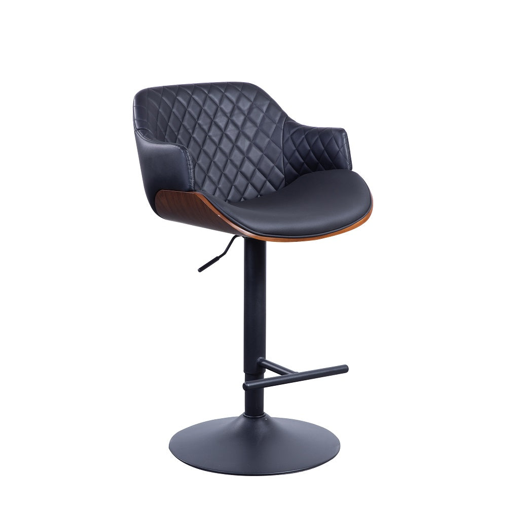 Modern Mesh-Back Swivel Bar Stool — PU Leather Seat