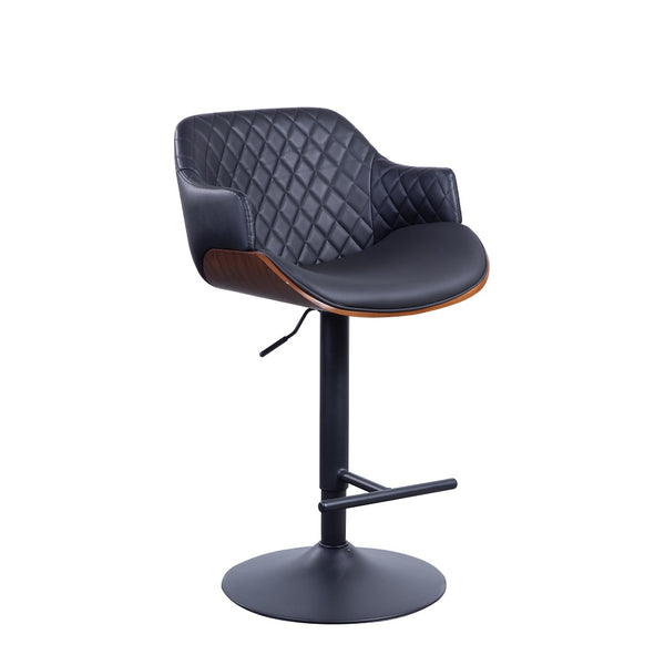 Modern Mesh-Back Swivel Bar Stool — PU Leather Seat