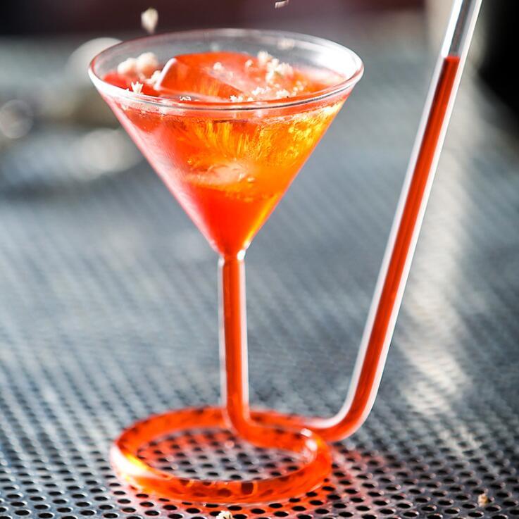 Cocktail Glass with Built-In Straw