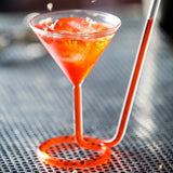 Cocktail Glass with Built-In Straw — Hand-Blown