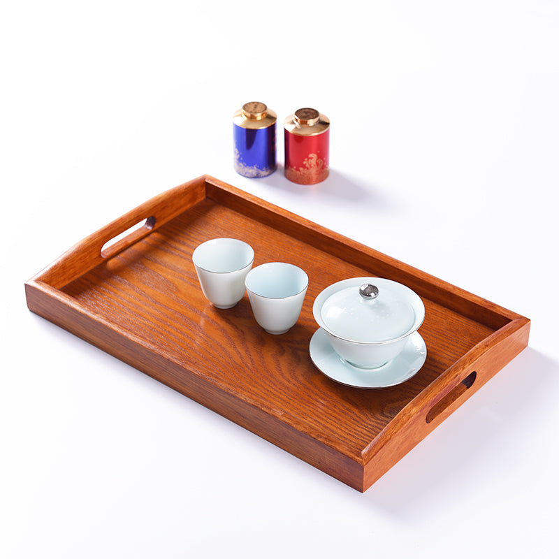 Wooden Rectangular Serving Tray — Handpainted Oval Snack Plate