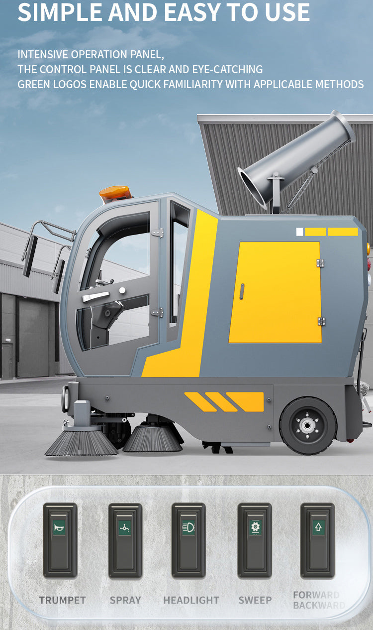 Ride-On Electric Floor Sweeper — 48V Industrial Road Sweeper