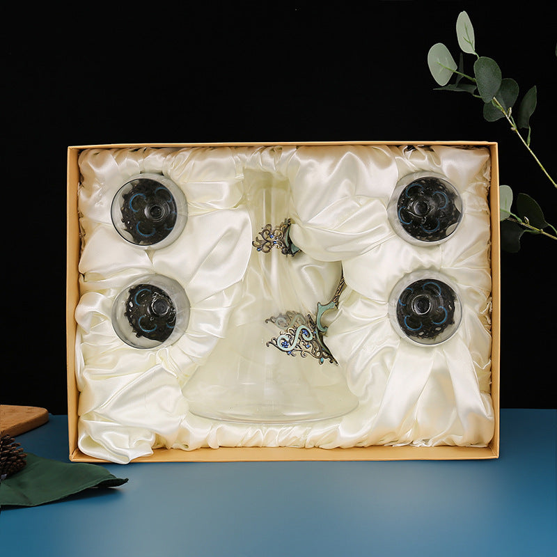 Retro-Style Wine Glass and Decanter Gift Set