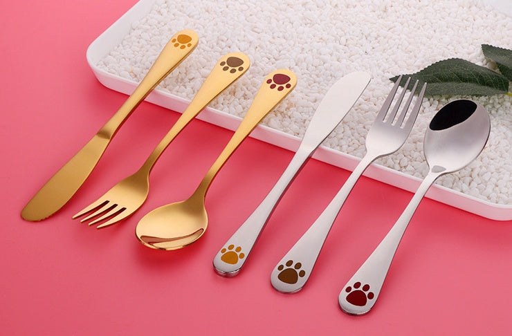 Kitty Paw Stainless Steel Cutlery Set — 3-Piece