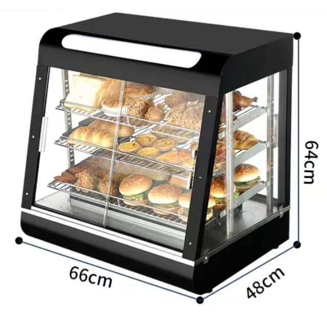 Commercial Stainless Steel Heated Food Display Showcase — 3-Tier