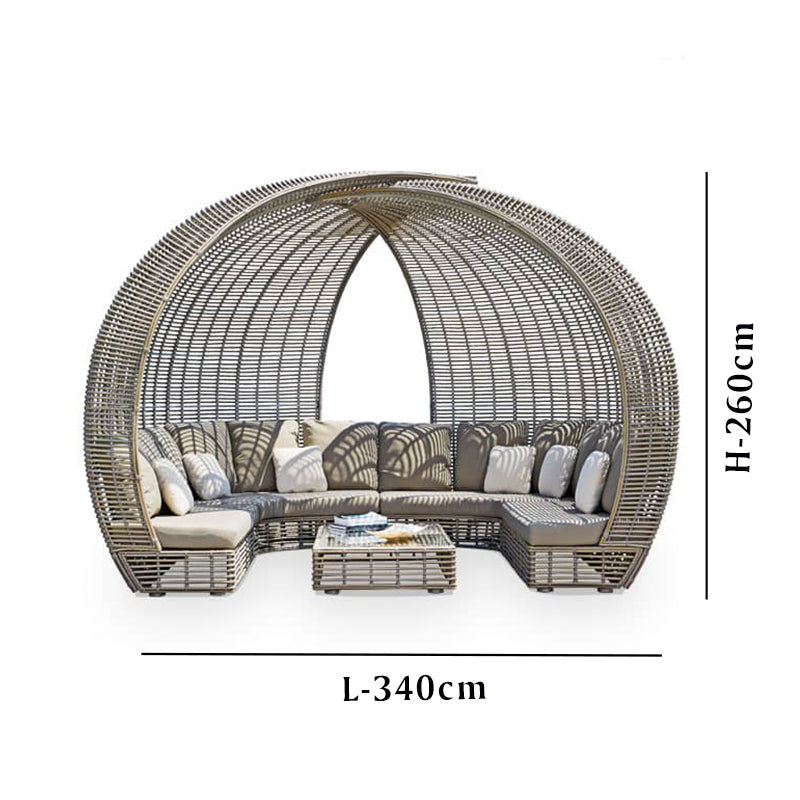 Outdoor PE Rattan Daybed with Cushion — Aluminum Frame