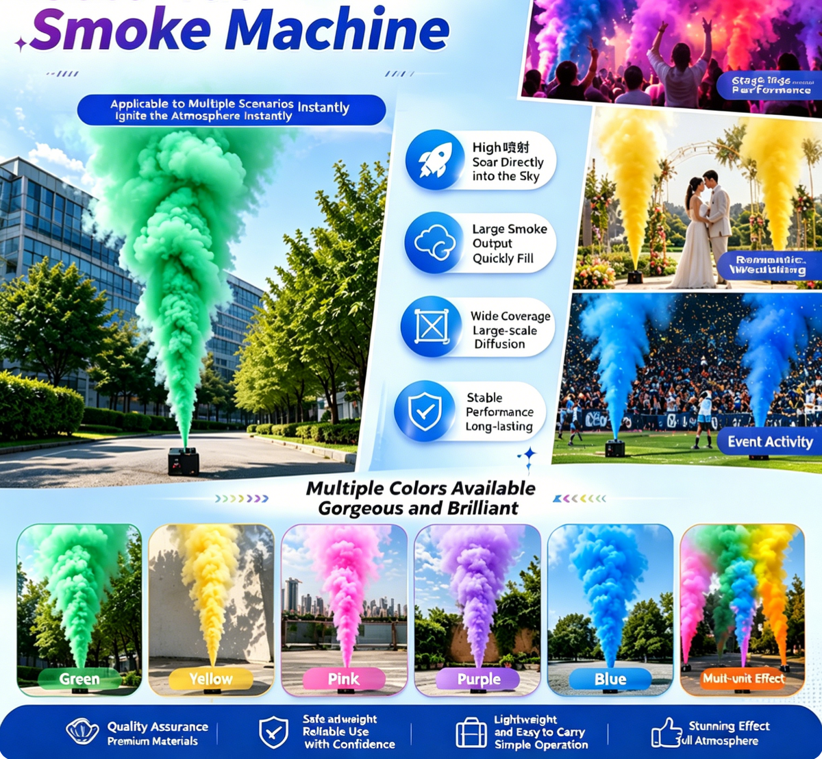 3000W DMX512 Color Fog Jet Machine — Remote Control