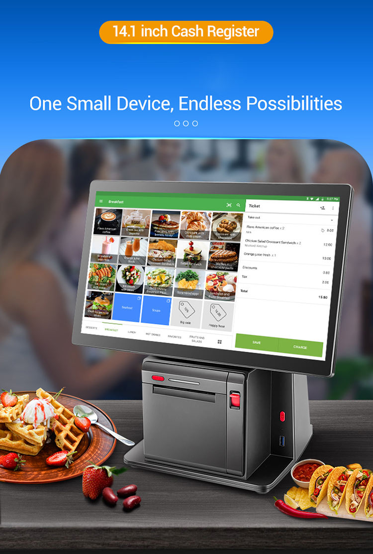 All-in-One Touchscreen POS System — 14" with Built-In 80mm Printer
