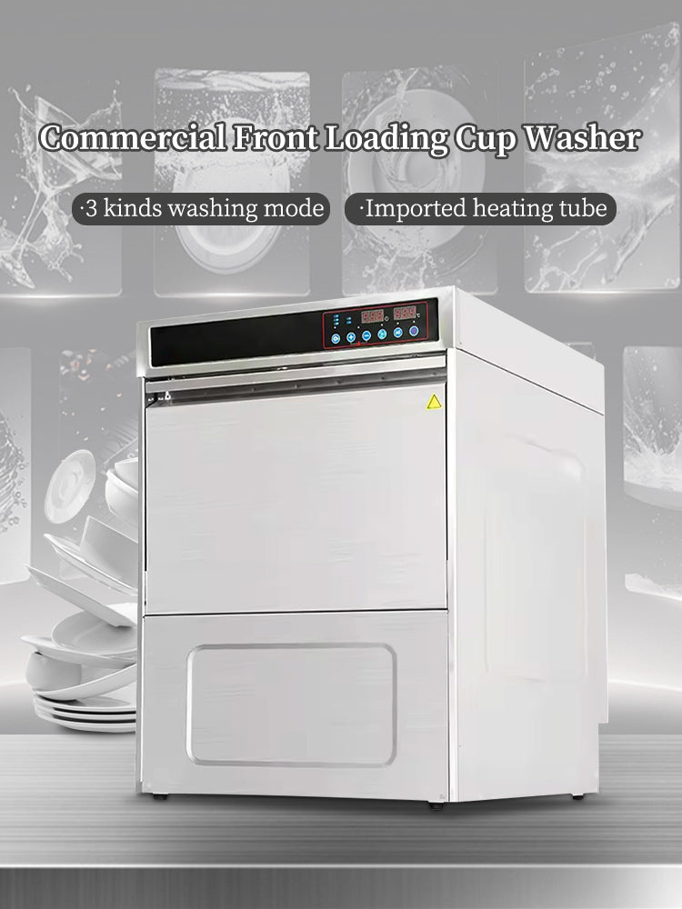 Commercial Front-Loading Glasswasher — Stainless Steel, 30 Baskets/Hour