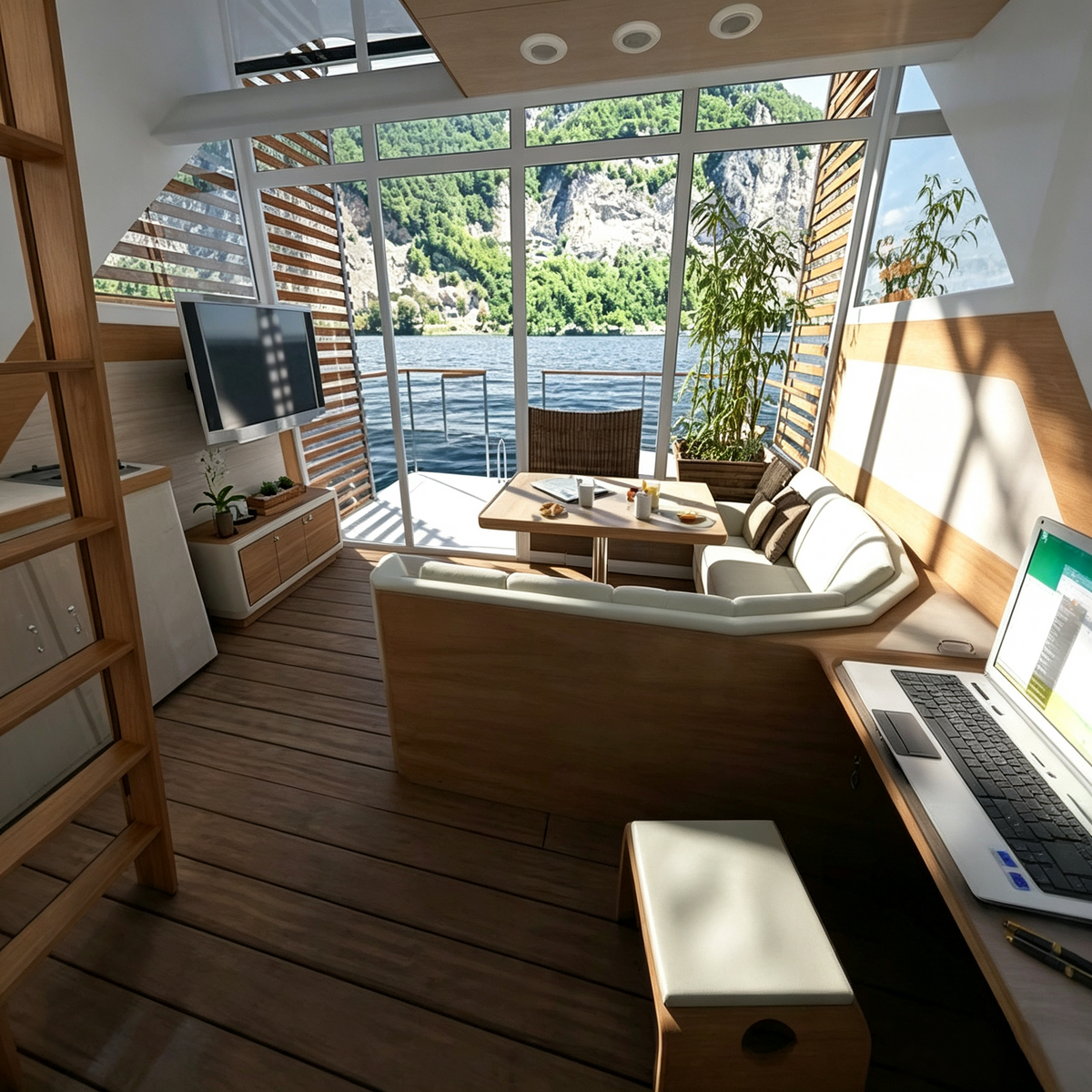 Aluminum Pontoon House Boat — 11 m Luxury Barge