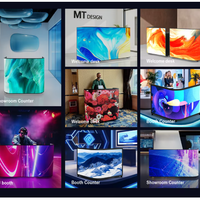 Foldable Portable LED DJ Booth Screen — Curved, on Wheels image preview