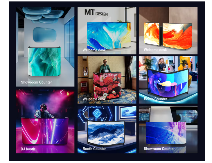 Foldable Portable LED DJ Booth Screen — Curved, on Wheels