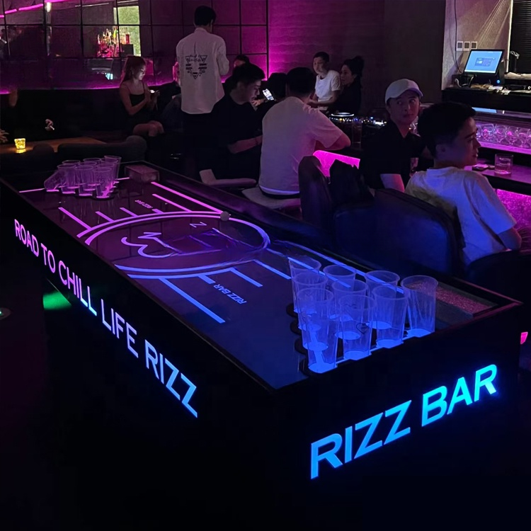 LED Beer Pong Table with Cabinet — RGB Lighted Drinking Game Table