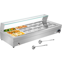 Commercial Electric Bain Marie Food Warmer — 12-Pan with Glass Top image preview