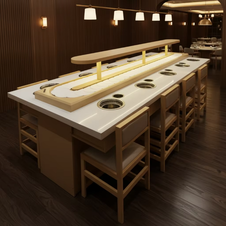 Kaiten Sushi Conveyor Belt with Food Delivery Robot