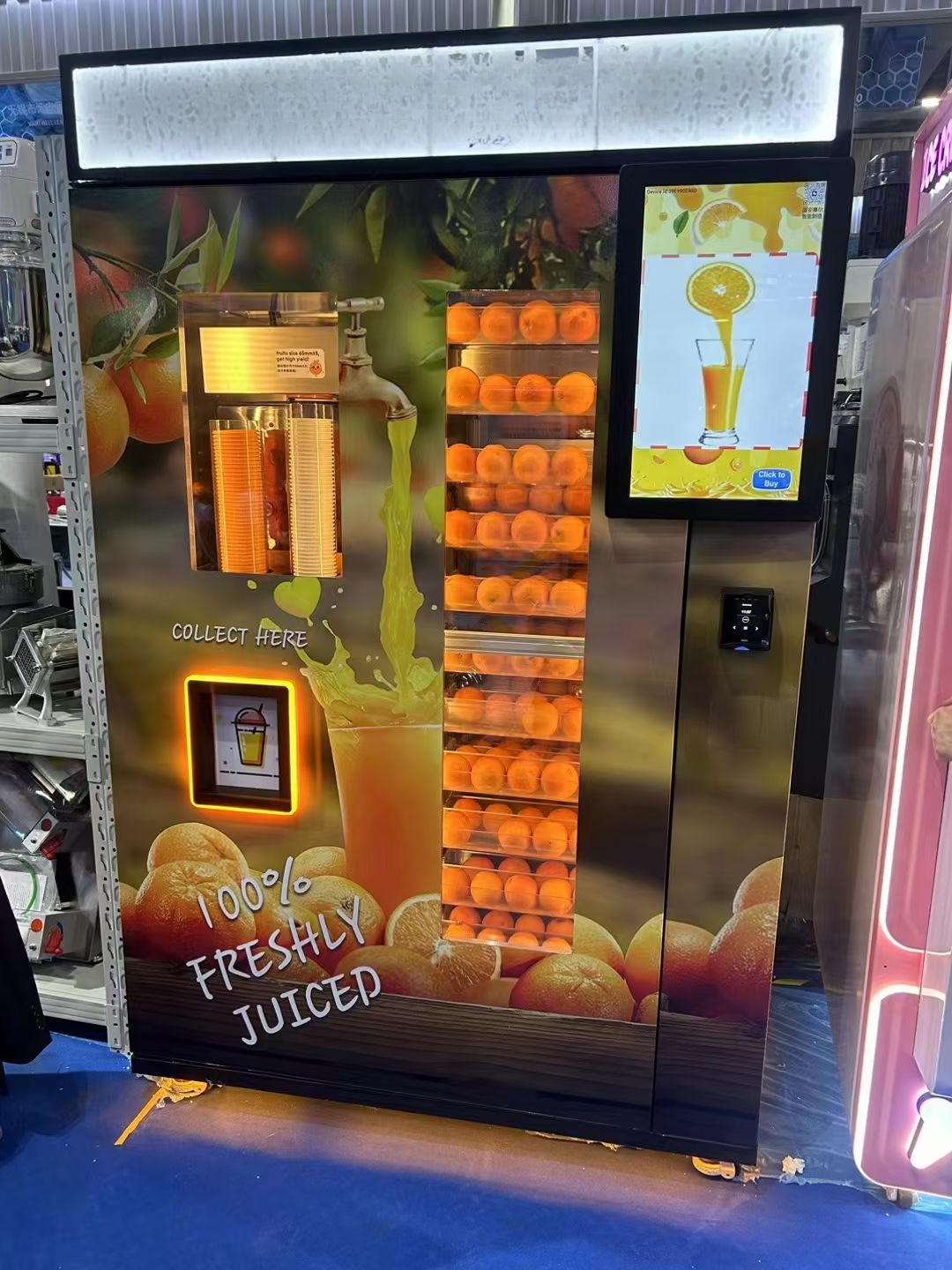 Automatic Fresh Orange Juice Vending Machine — Self-Cleaning, Refrigerated