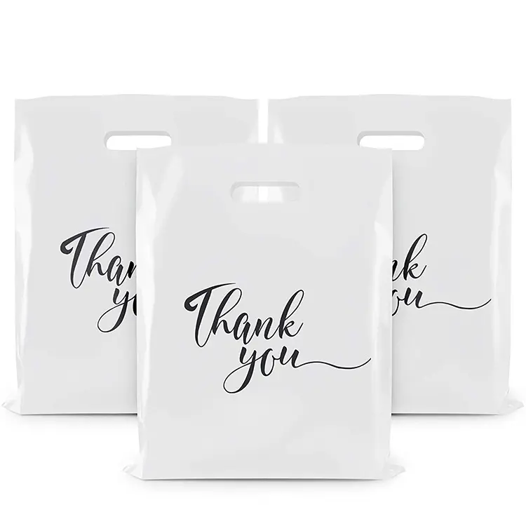 Custom Printed Plastic Shopping Bags — Die-Cut Handle