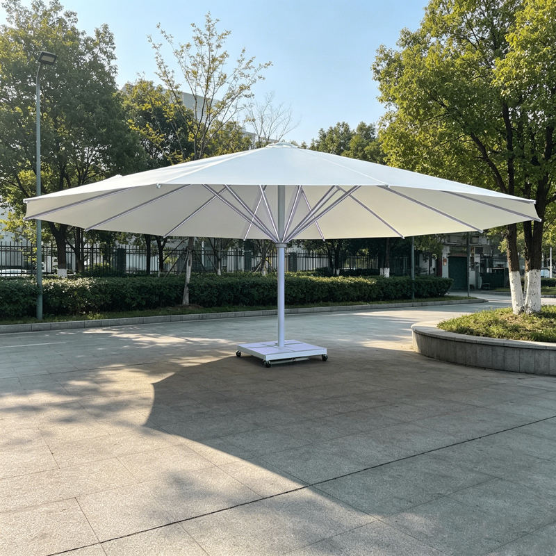 Outdoor Restaurant Umbrella with Aluminum Shaft and Marble Base