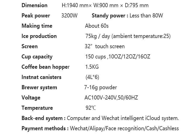 Commercial Coffee & Ice Vending Machine — 32" Touchscreen, Self-Clean