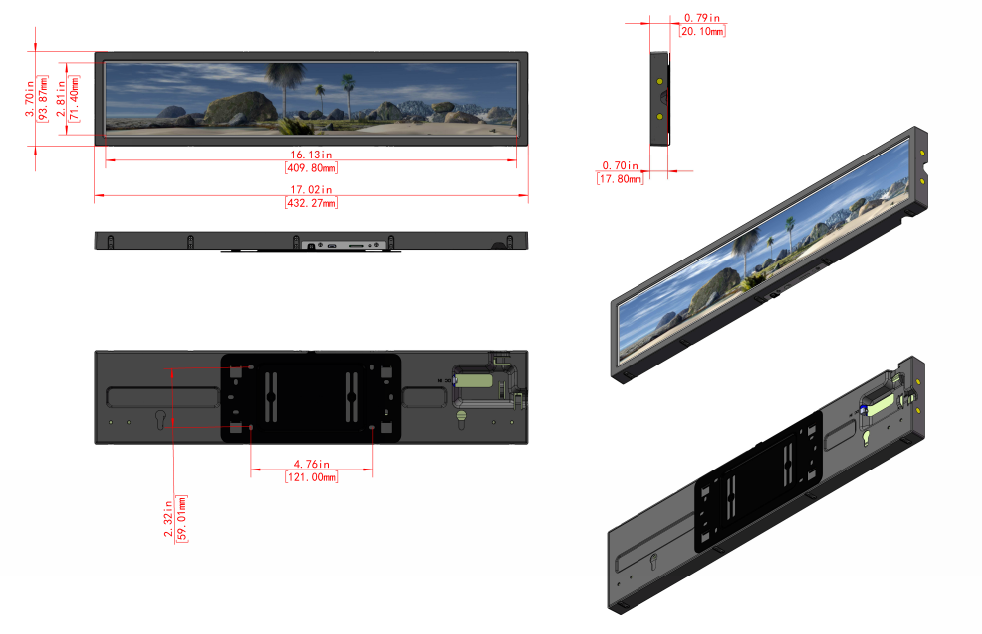 Ultra-Wide Stretched Bar LCD Display — Digital Signage Screen