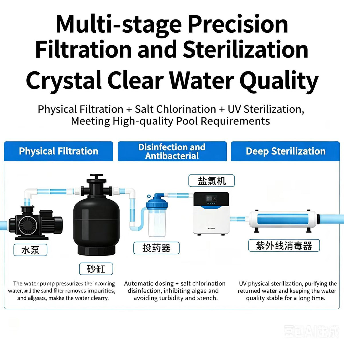 Plug-and-Play Pool Filtration & Sterilization System