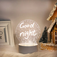 3D Acrylic LED Night Light — USB Warm-White Decorative Lamp image preview