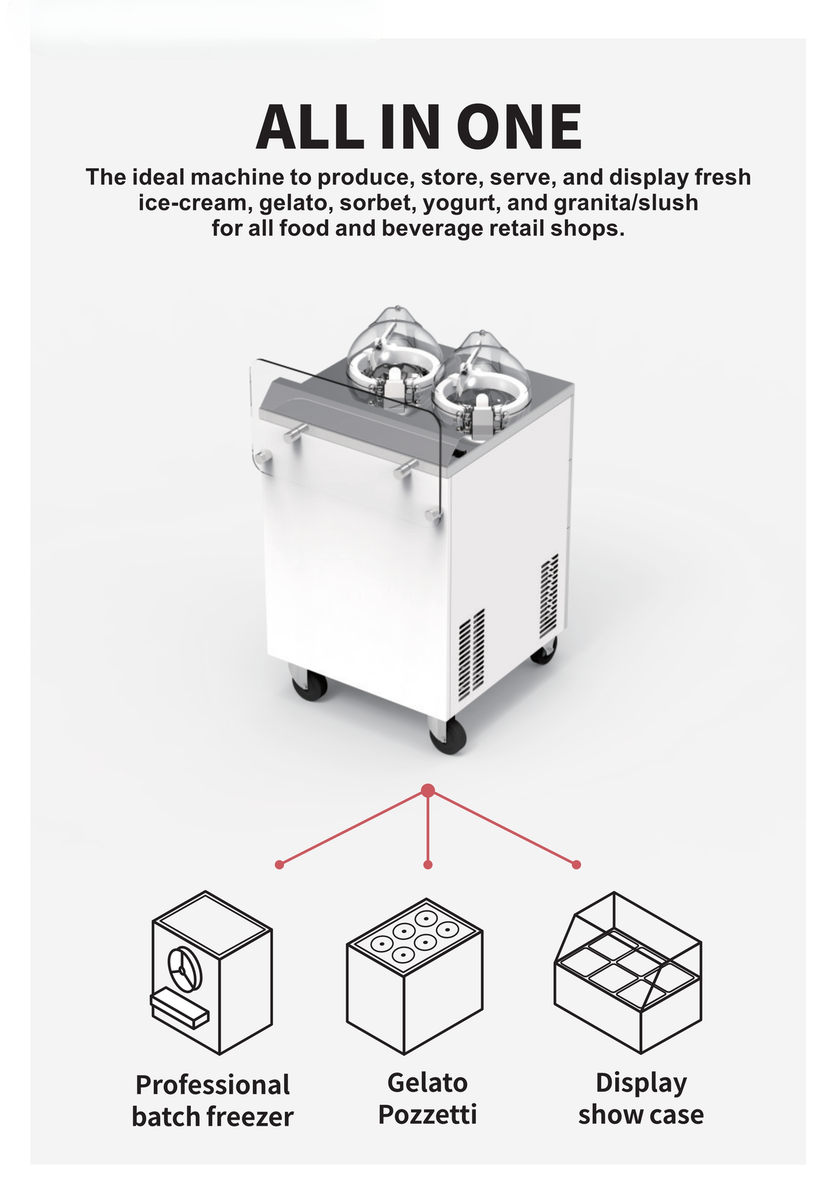 All-in-One Gelato & Ice Cream Machine — Displayable Churning Freezer