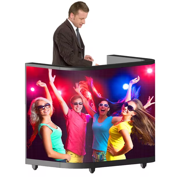 Front Desk LED Display — Curved Reception & DJ Booth Screen