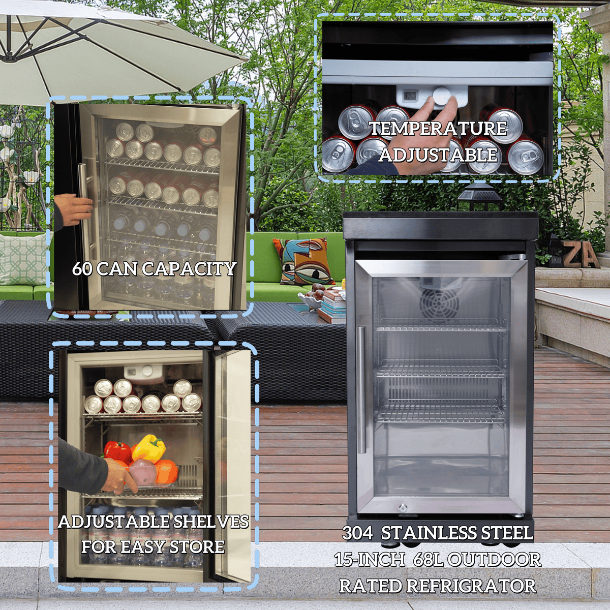 Outdoor Kitchen Cabinet Set with Weatherproof Shed — 4-Burner Gas Grill, 304 Stainless Steel