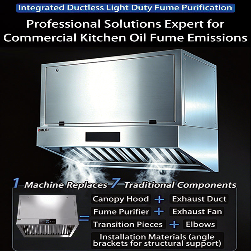 Commercial Ductless Range Hood — ESP Fume Purifier, 3000 m³/h