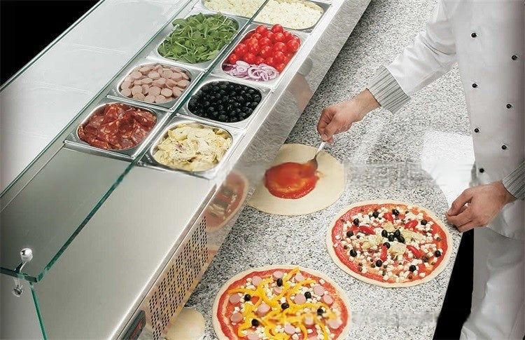 Refrigerated Prep Pizza Counter — 2-Door with Drawers
