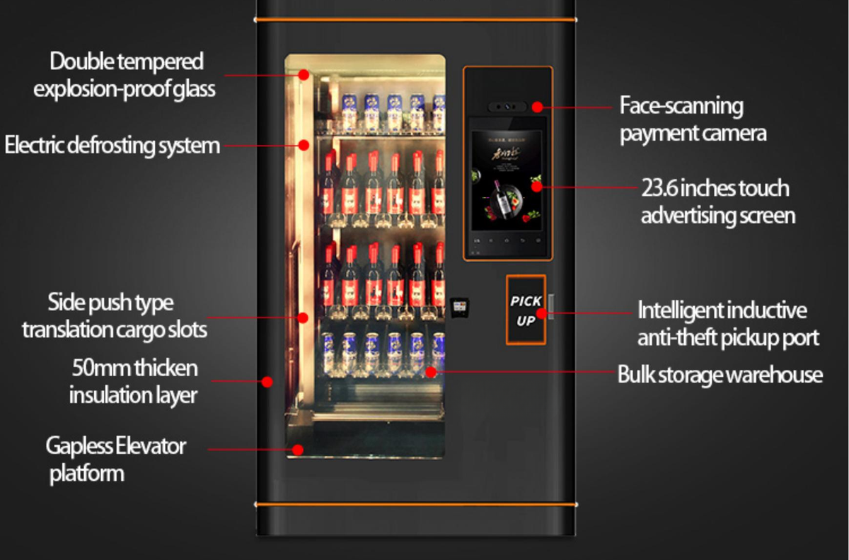 Alcohol Vending Machine with ID Age Verification — 21.5" Touchscreen