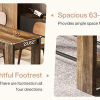 63-Inch Counter-Height Bar Table with Metal Footrest image preview