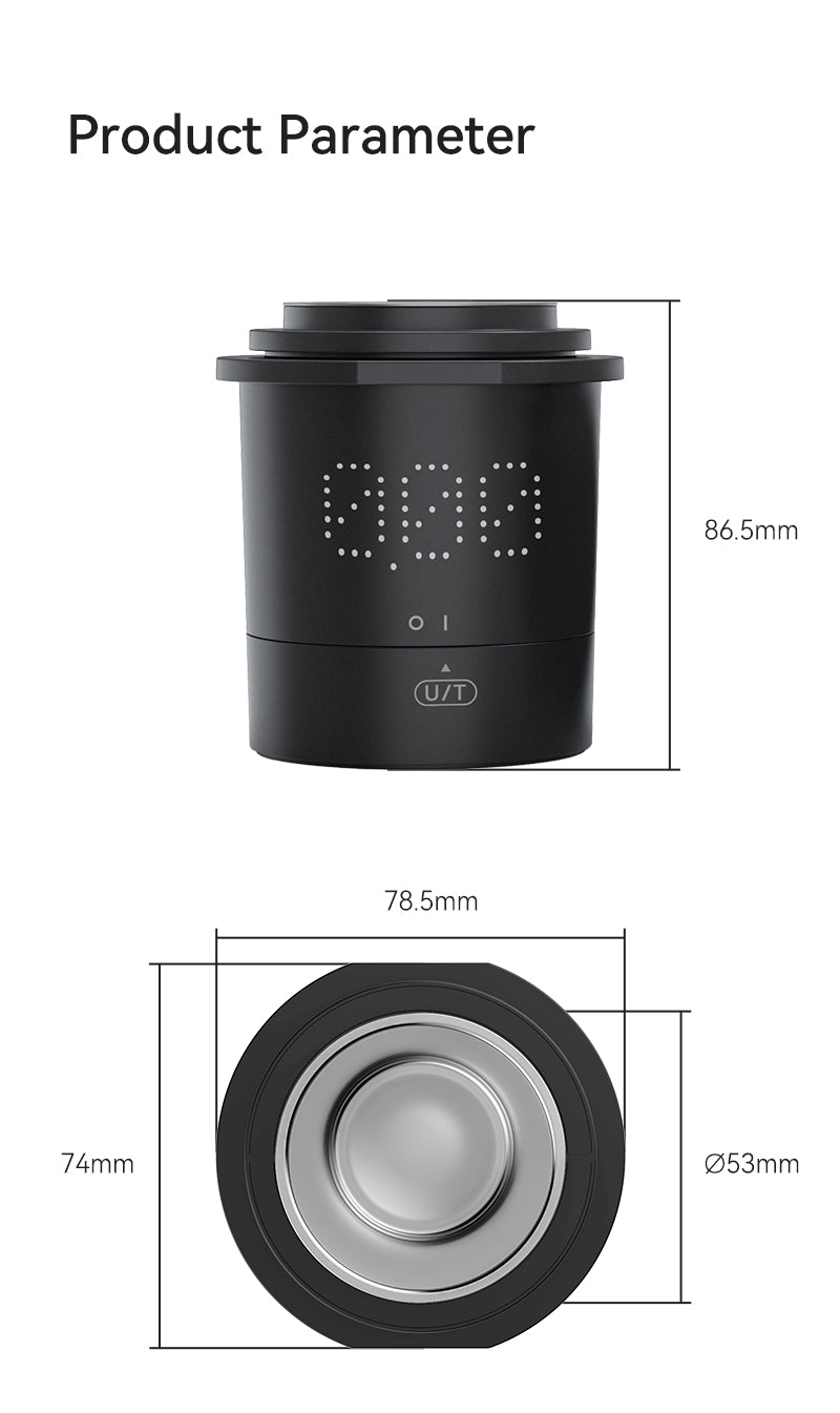 Rechargeable Coffee Dosing Cup with Built-In Scale