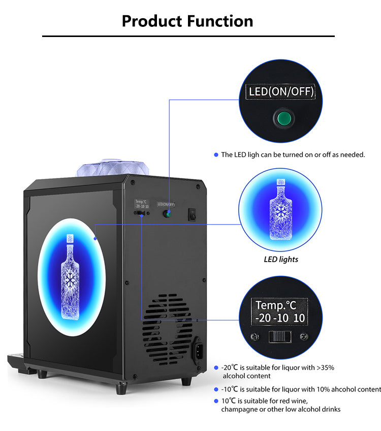 Countertop Liquor Shot Chiller — 2-Bottle, 1L Tank